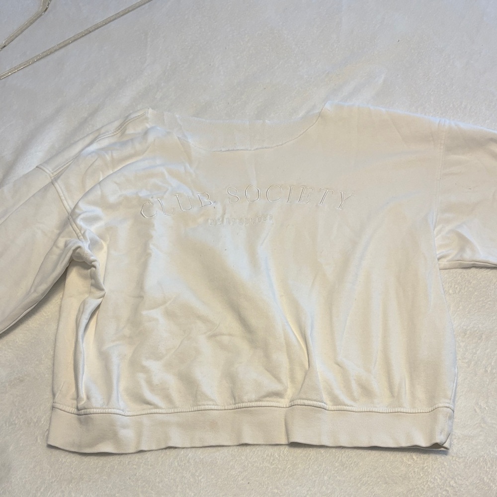 Casual White Cropped Hoodie